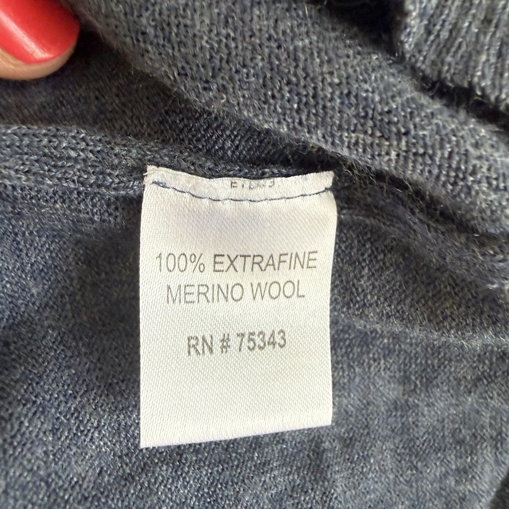 Tahari Merino Wool Sweater Mens MED Blue Preppy V-Neck Pullover Made In Italy - Picture 6 of 8